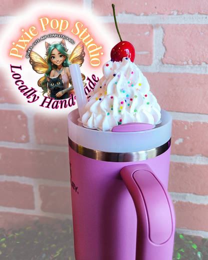 PIXIE POP Cherry Sprinkle Whipped Cream 40oz Stanley Topper