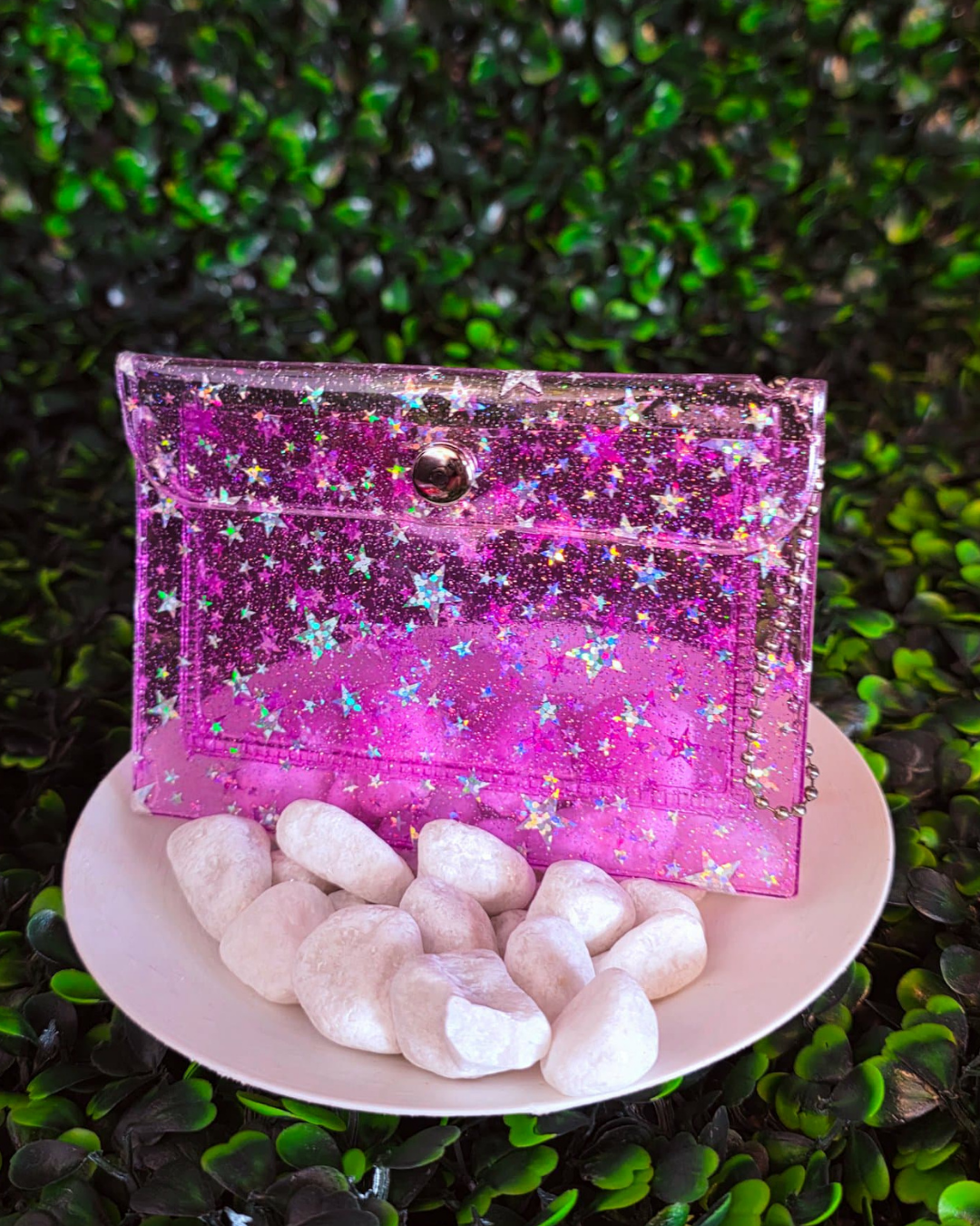 Purple Iridescent Stars Card Wallet