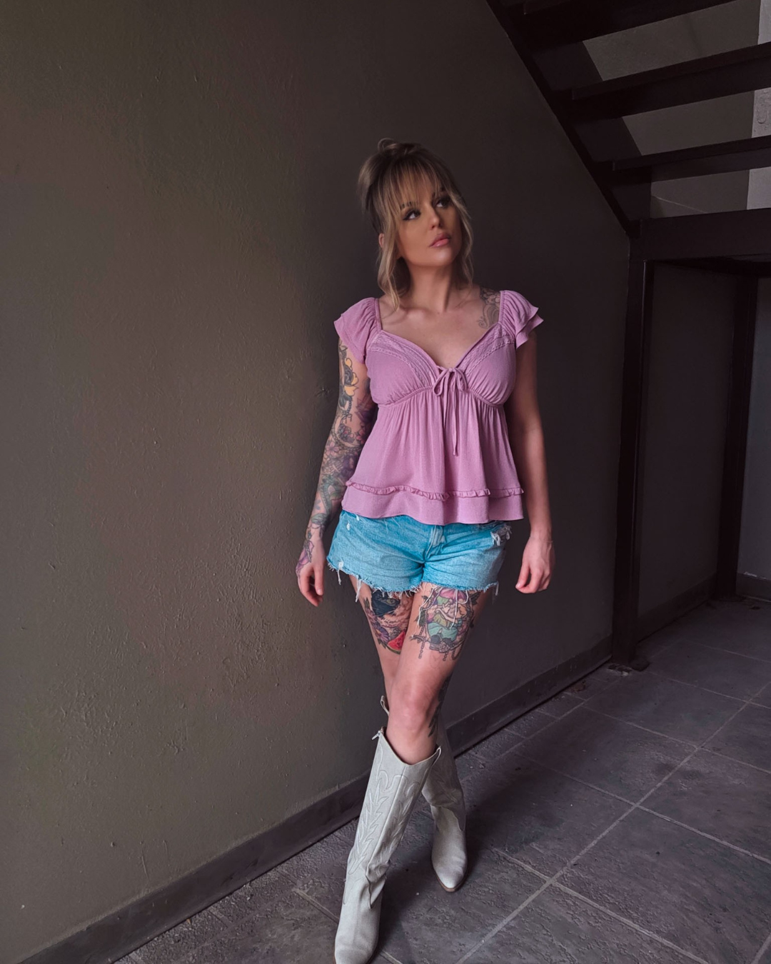Rosy Cottage Ruffle Top