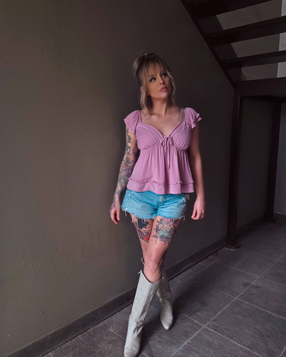 Rosy Cottage Ruffle Top