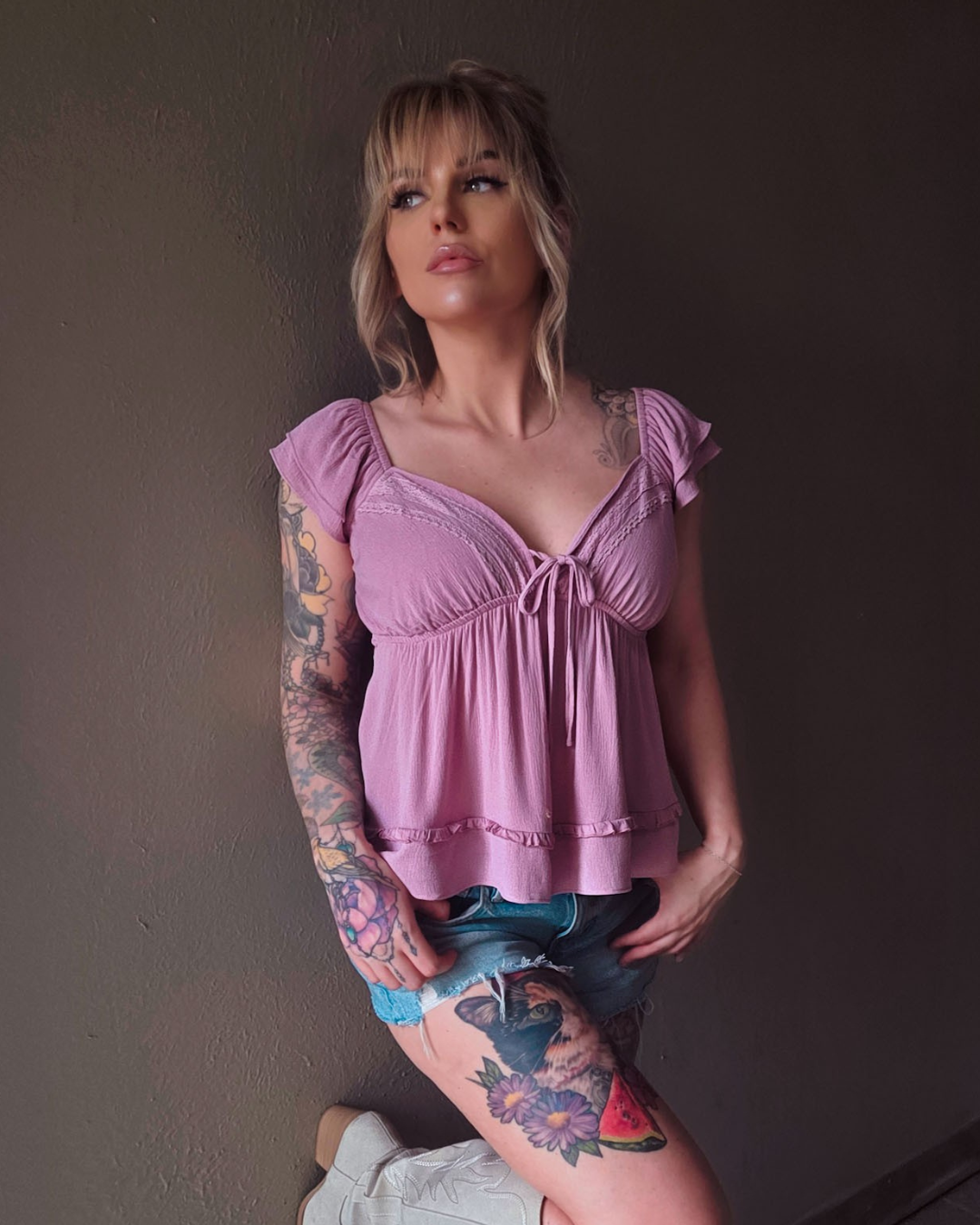 Rosy Cottage Ruffle Top