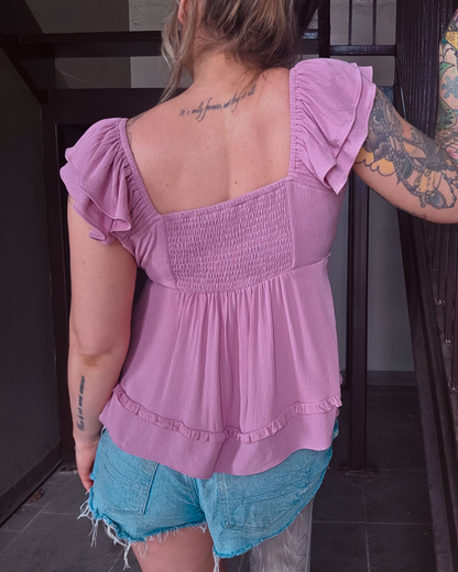 Rosy Cottage Ruffle Top
