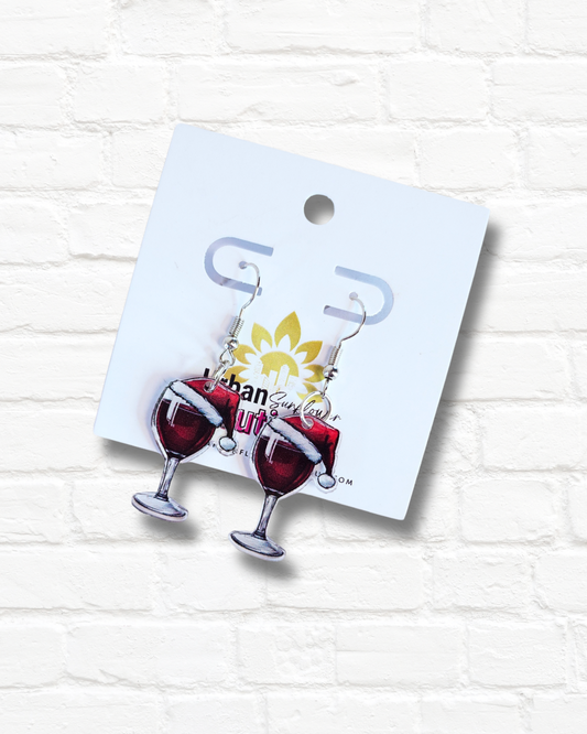 Holiday Wine Glasses Earrings