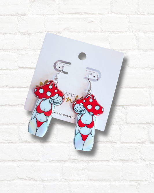 Red Mushroom Babe Earrings