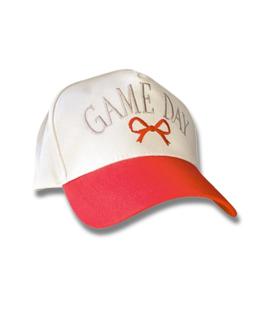 Embroidered Red Bow Game Day Hat