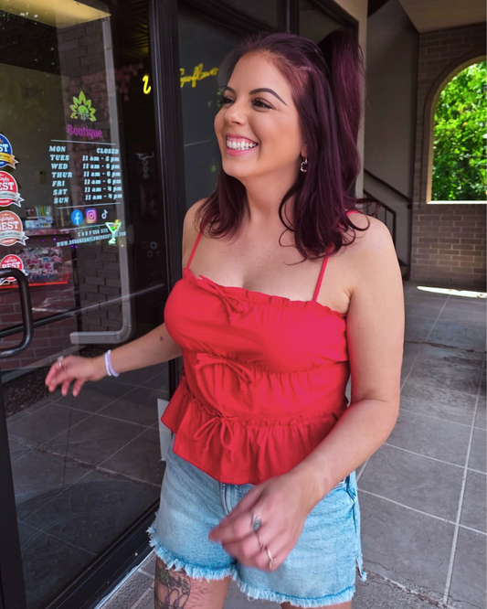 Cherry Bomb Bow Tiered Ruffle Top