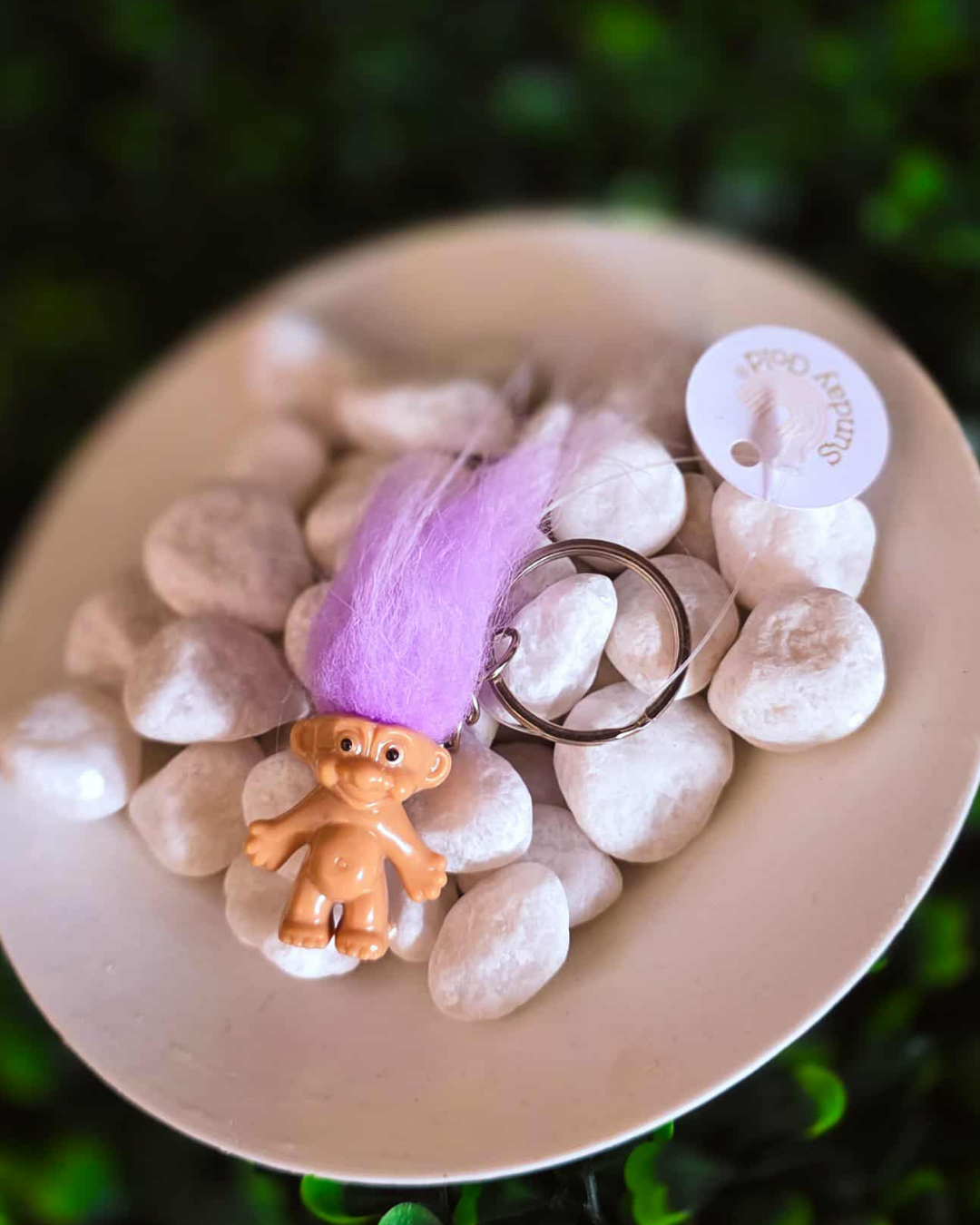 Purple Haired Trolls Key Chain