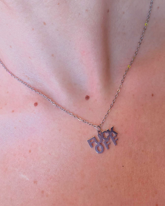 Silver Toned Eff Off Necklace