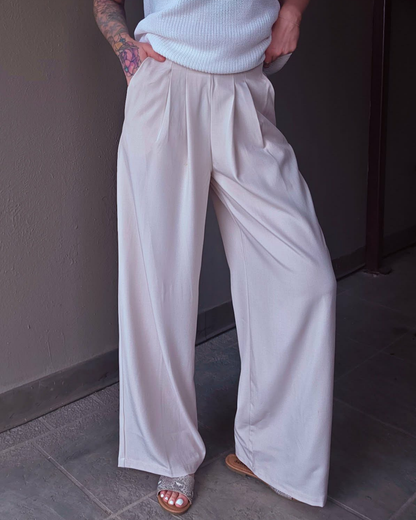 Vanilla Daydream Wide-Leg Trouser Pants