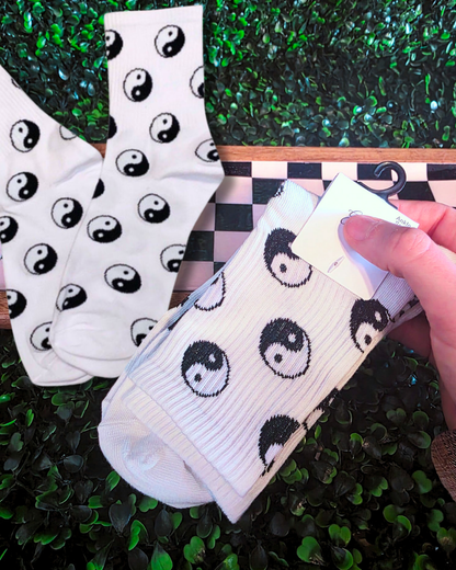White Yin Yang Socks