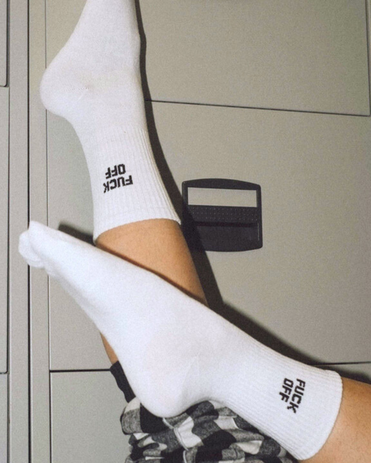 White Fuck Off High Top Stocks