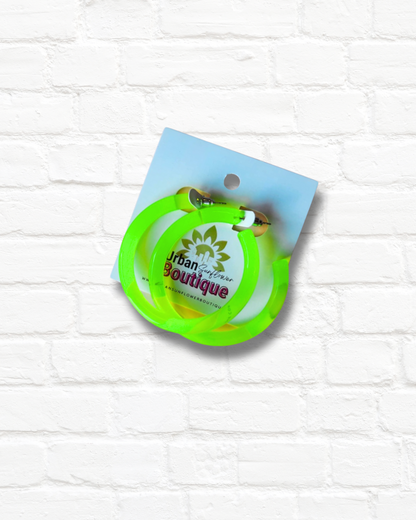 Neon Yellow Hoop Earrings