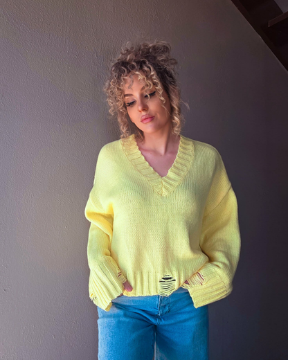 Dandelion Dreams Distressed Sweater