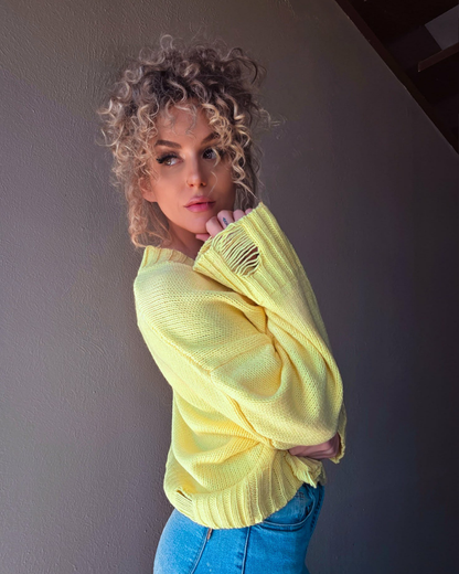 Dandelion Dreams Distressed Sweater