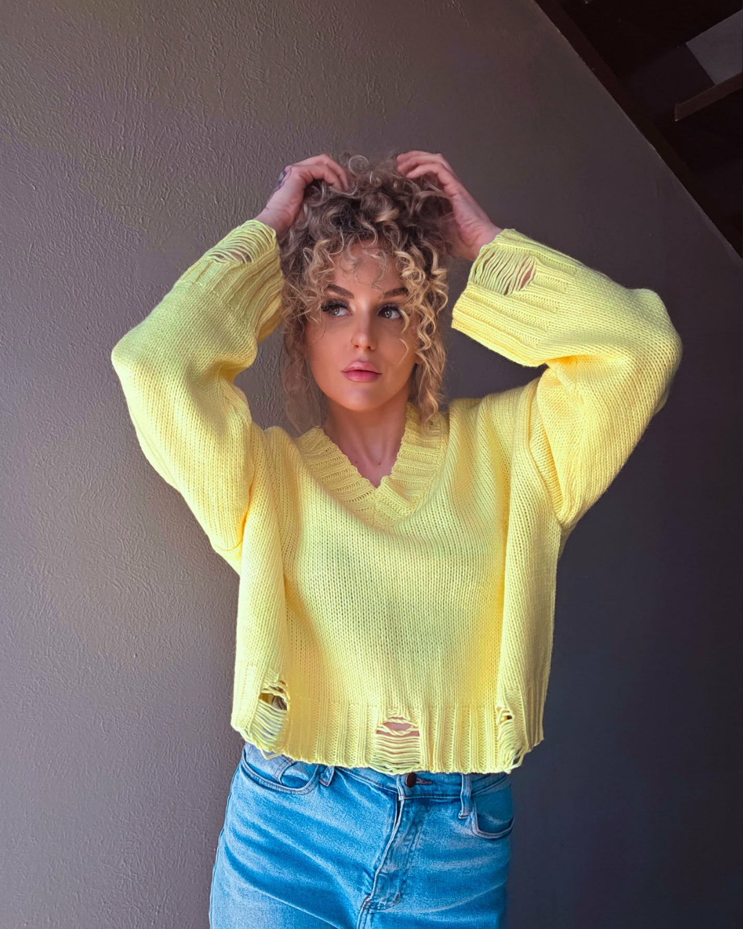 Dandelion Dreams Distressed Sweater