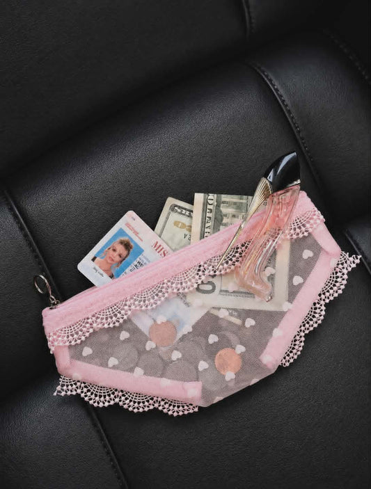 Pink Heart Panty Coin Purse