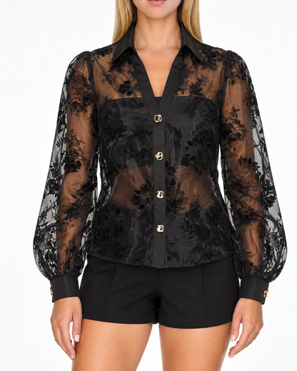 Enchanted Evening Organza Button Up