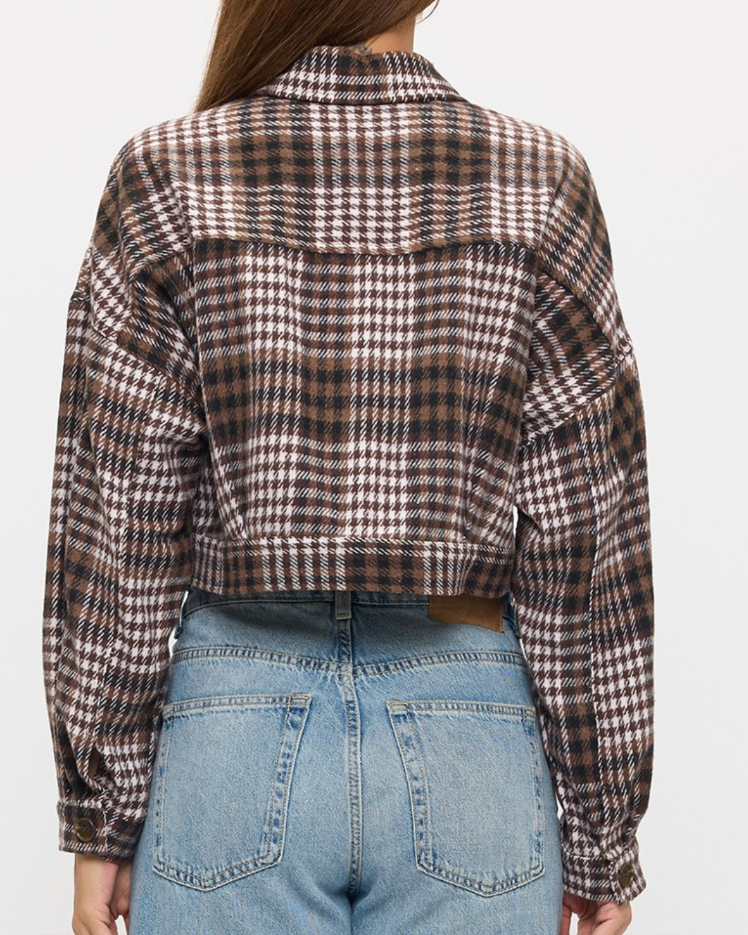 Coffee Run Cropped Plaid Shacket