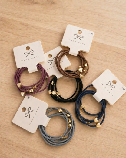 Assorted Beaded Hearts Hair Tie Set