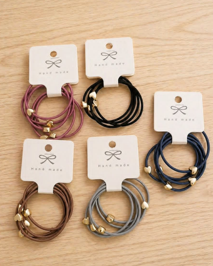 Assorted Beaded Hearts Hair Tie Set