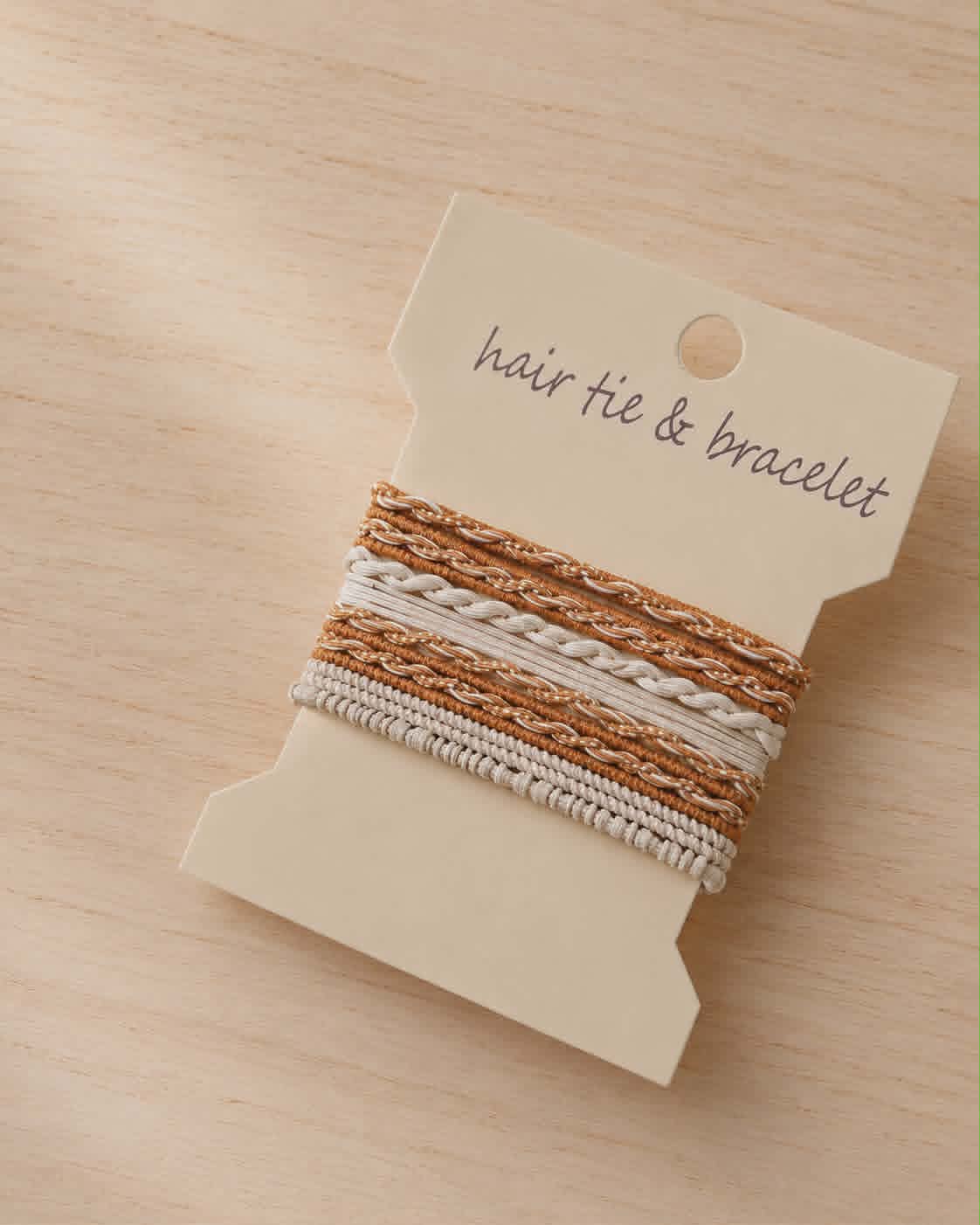 Neutral Boho Twist Hair Tie Bracelet Set