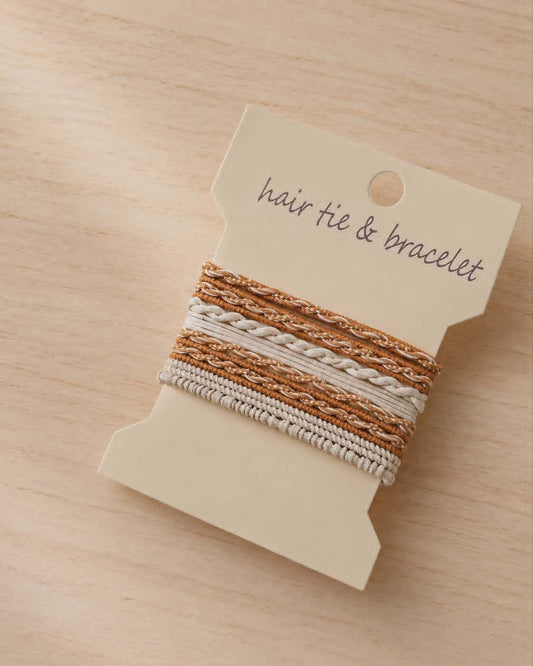 Neutral Boho Twist Hair Tie Bracelet Set