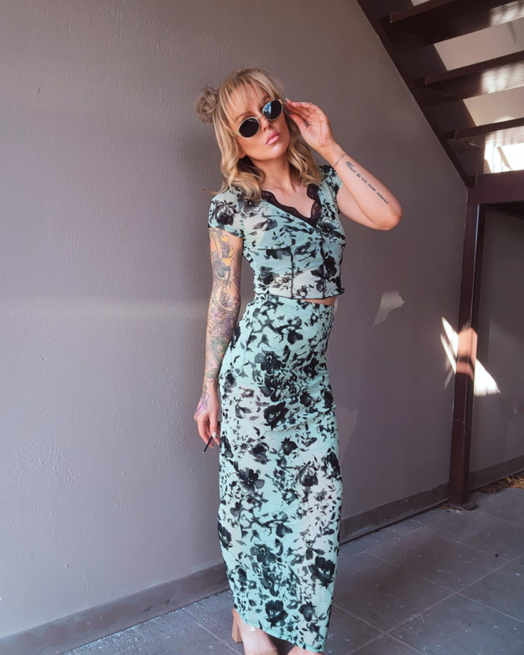 Sage Serenity Floral Skirt