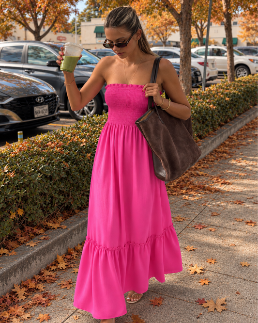 Pink Paradise Strapless Maxi Dress