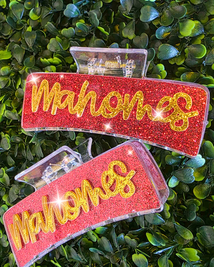 Large Mahomes Glitter Claw Clip
