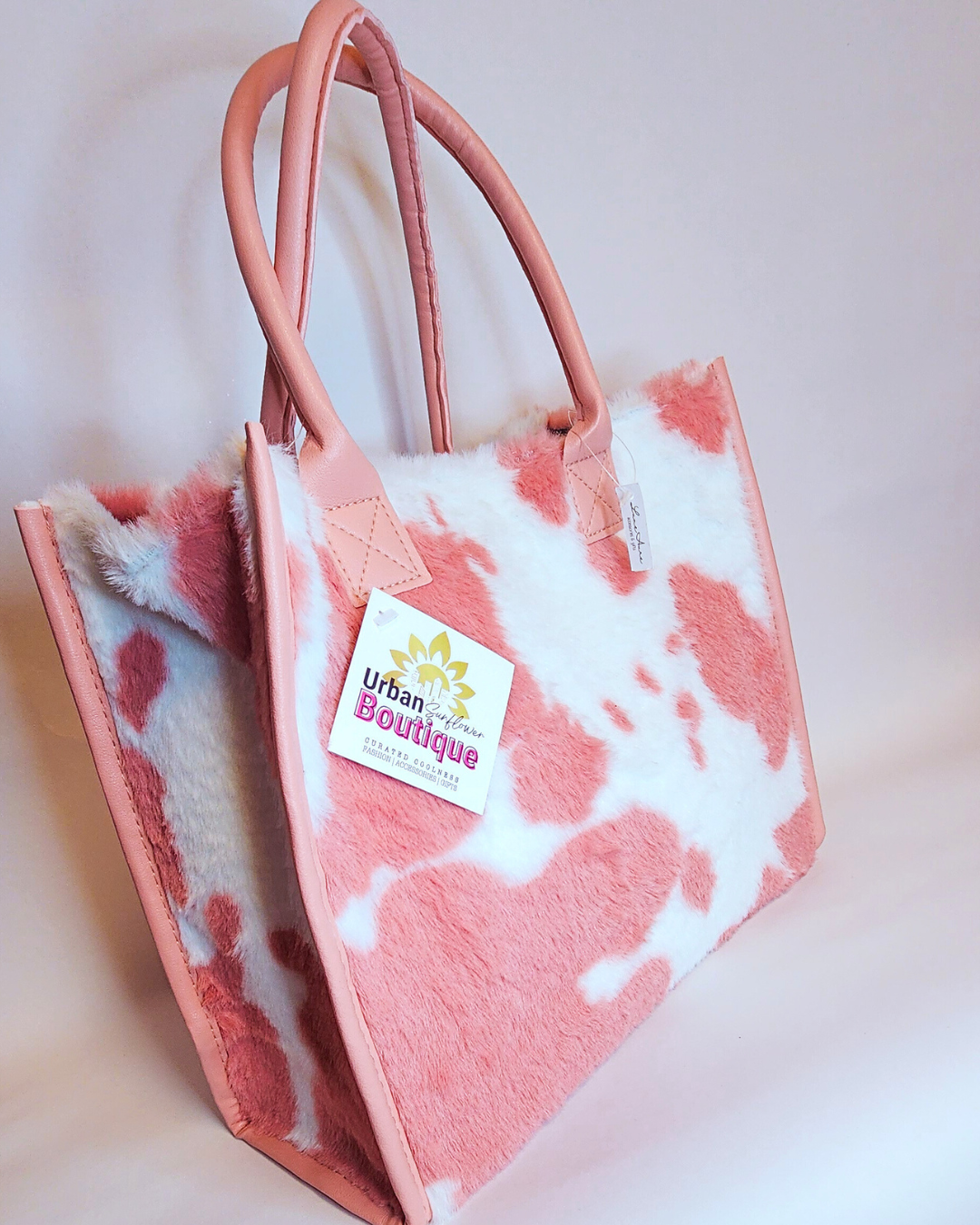 Pink Fuzzy Cowprint Handbag