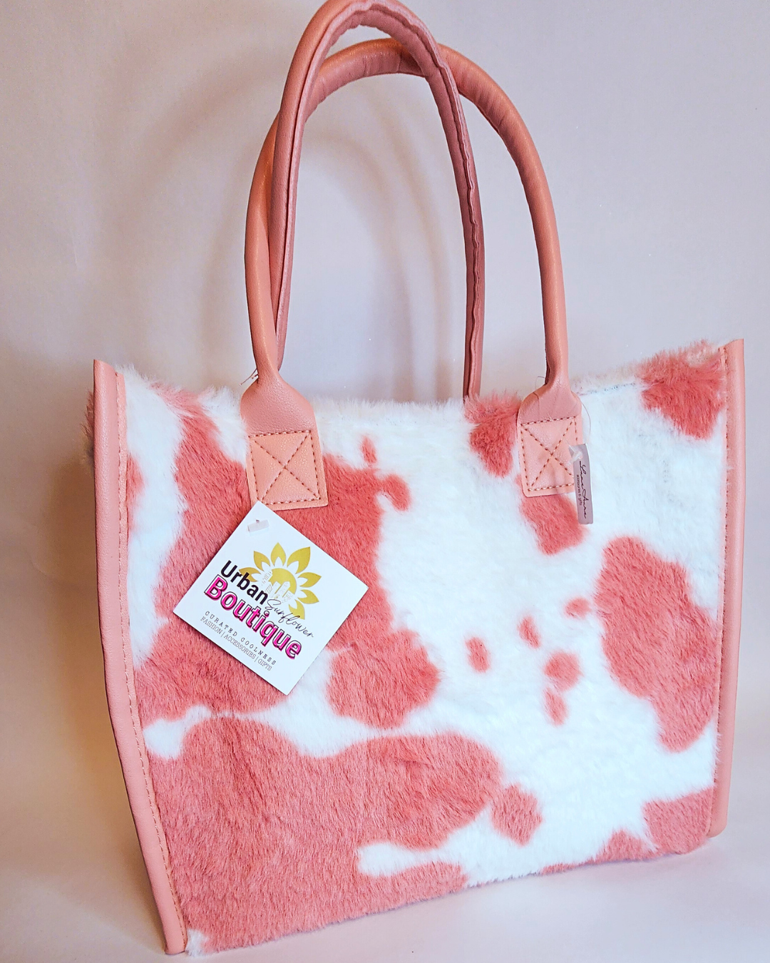 Pink Fuzzy Cowprint Handbag