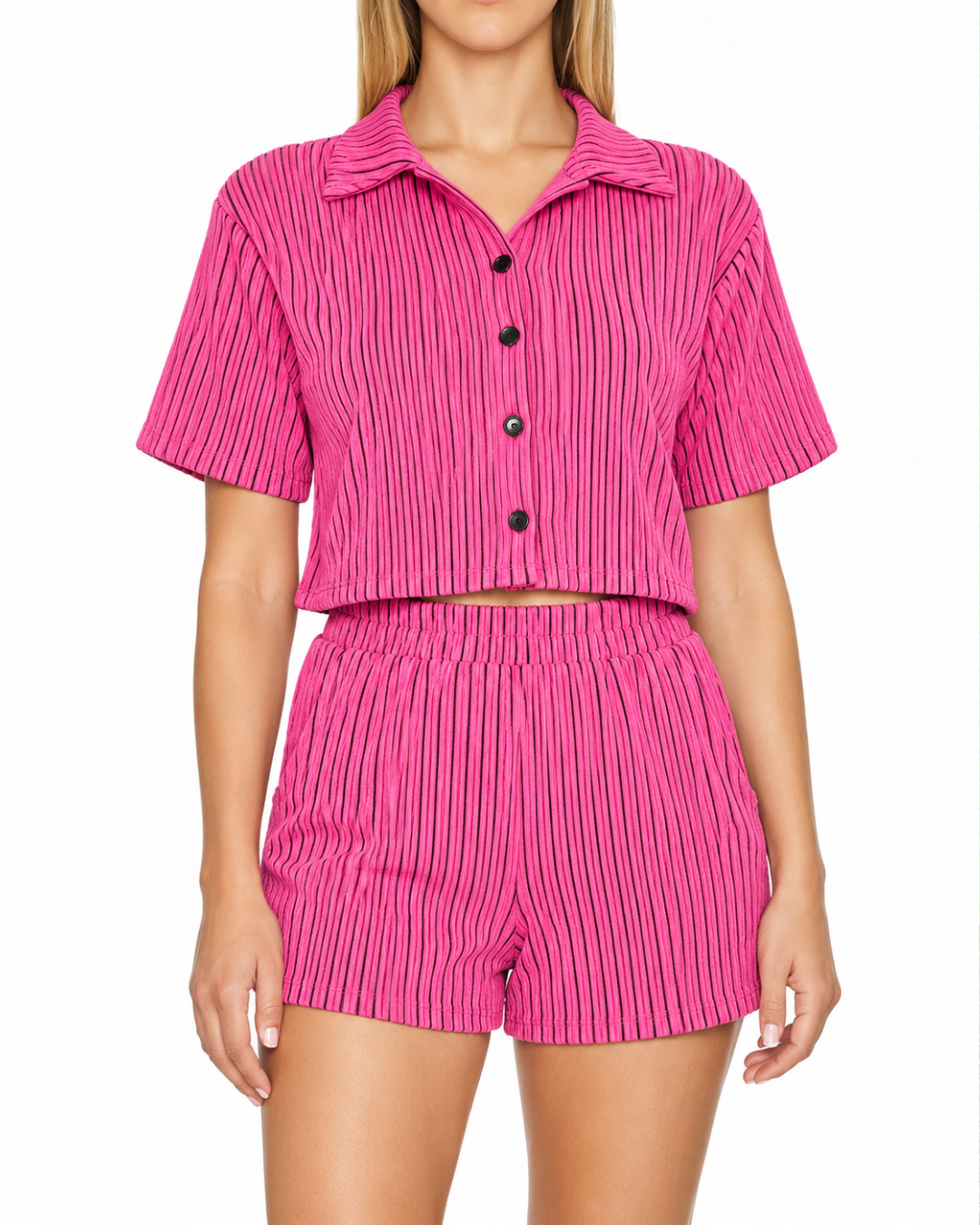 Pink Agenda Striped Shorts