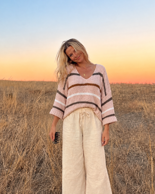 Blush Horizon Striped Sweater