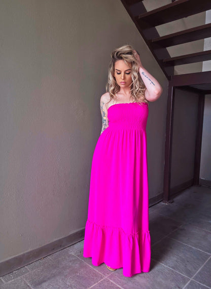 Pink Paradise Strapless Maxi Dress