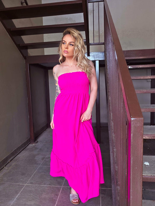 Pink Paradise Strapless Maxi Dress