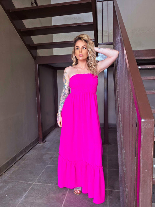 Pink Paradise Strapless Maxi Dress