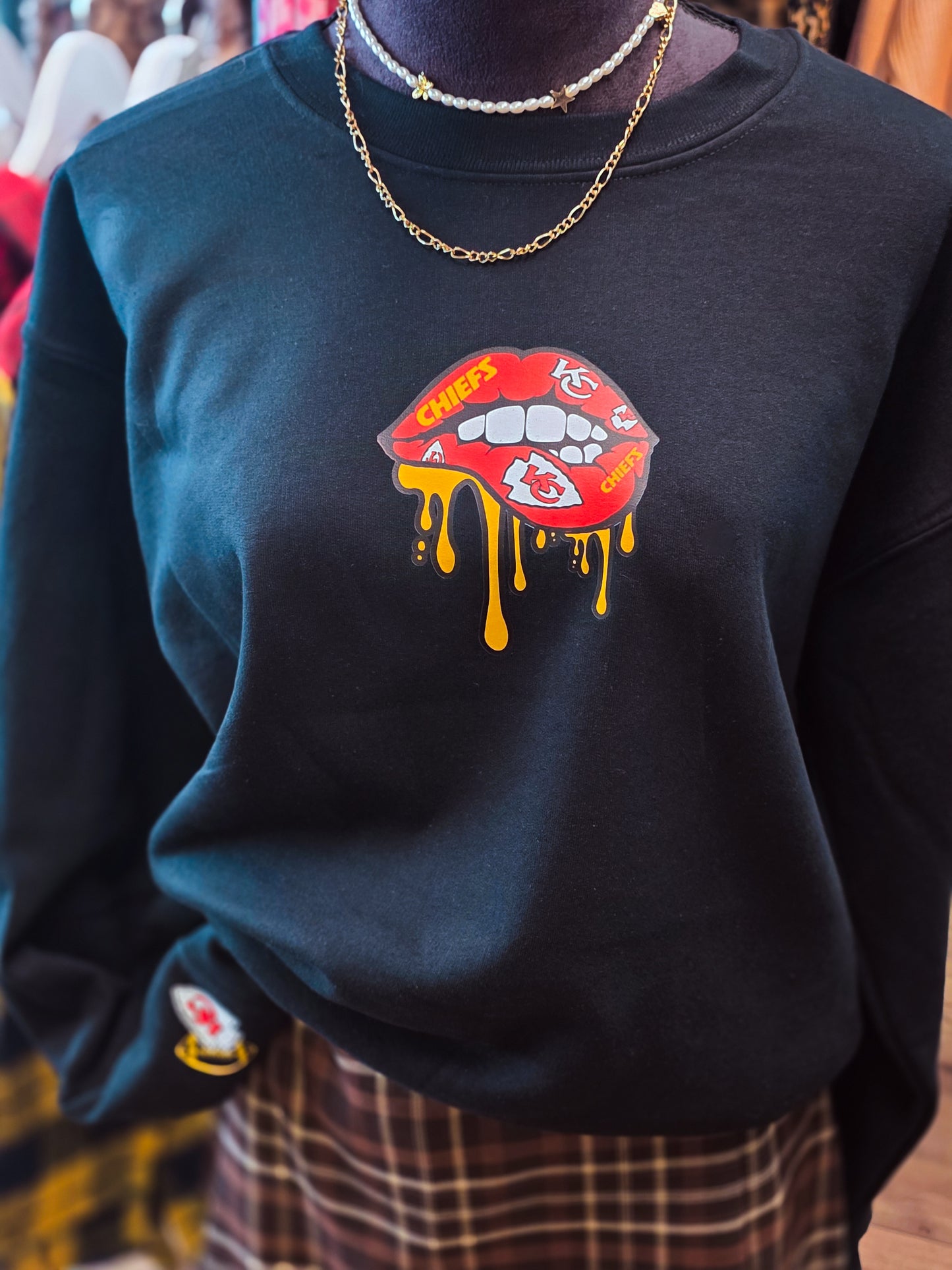 Chiefs Football Lip Drip Crewneck Sweatshirt