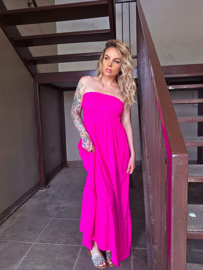 Pink Paradise Strapless Maxi Dress