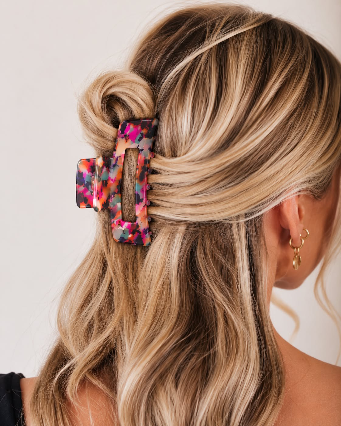 Multicolor Marble Claw Clip