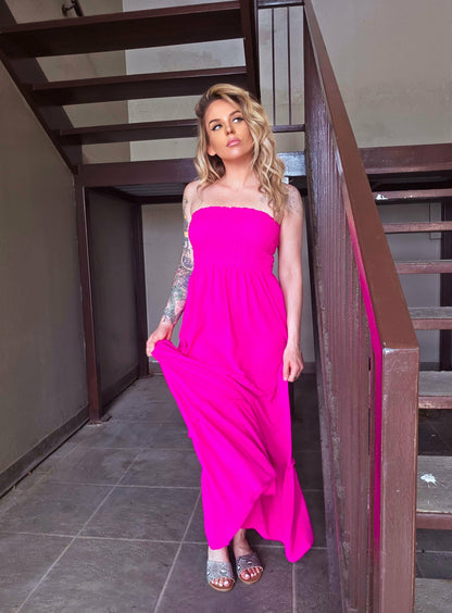 Pink Paradise Strapless Maxi Dress
