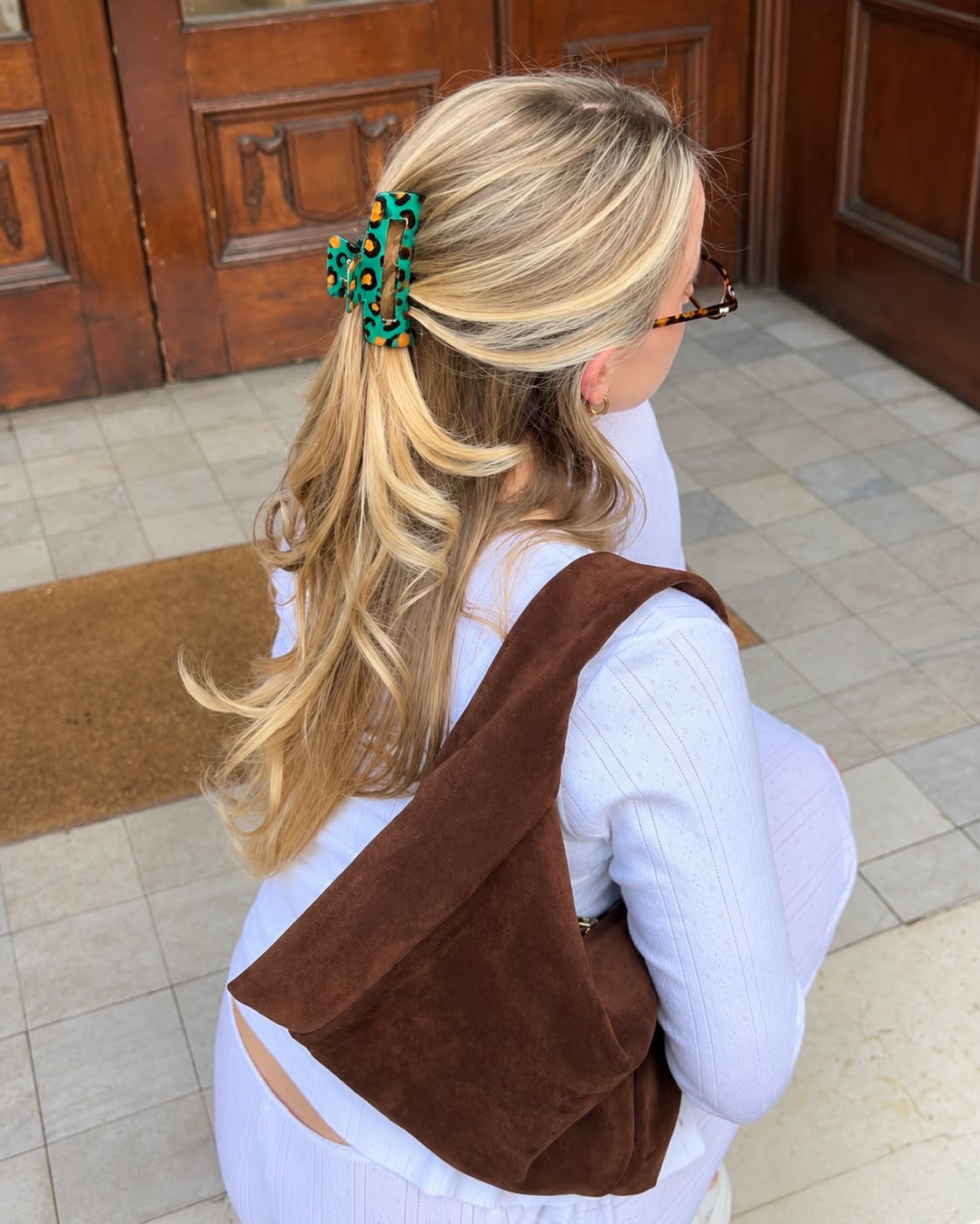 Green Leopard Claw Clip