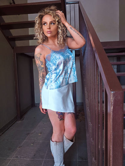 Dusty Blue Snake Print Slip Top