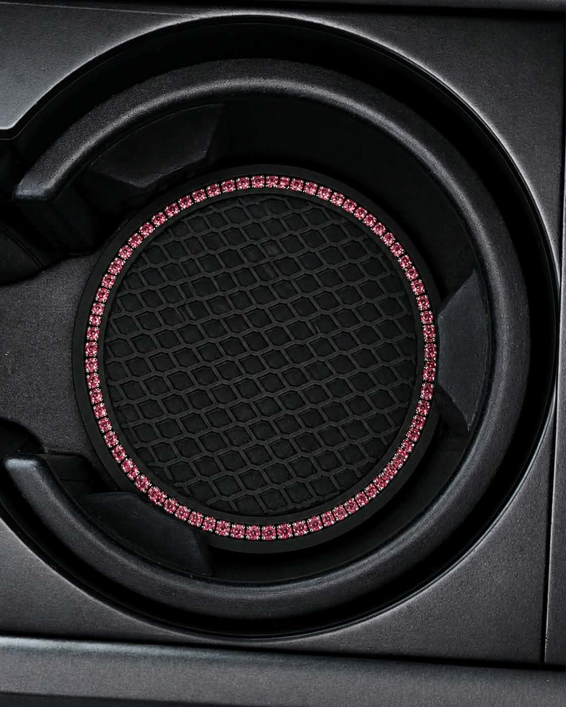 Black With Pink Rhinestone Car Coaster