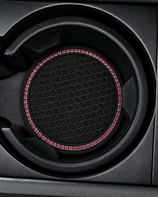 Black With Pink Rhinestone Car Coaster