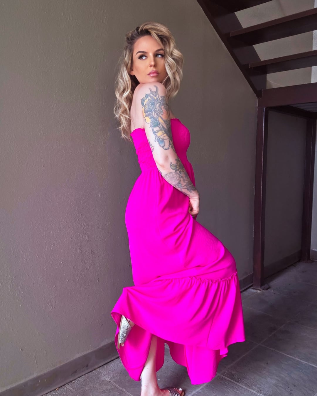 Pink Paradise Strapless Maxi Dress