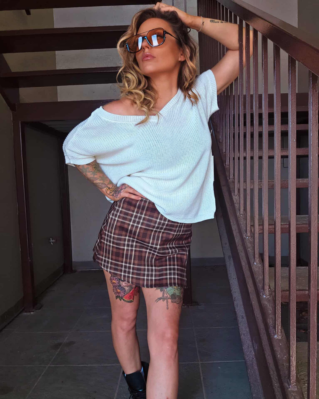 Vintage Lines Plaid Skort