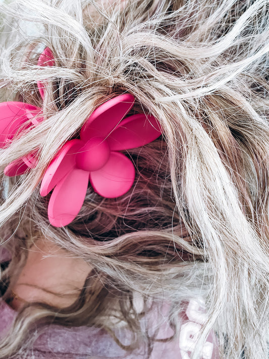 Magenta Flower Hair Claw