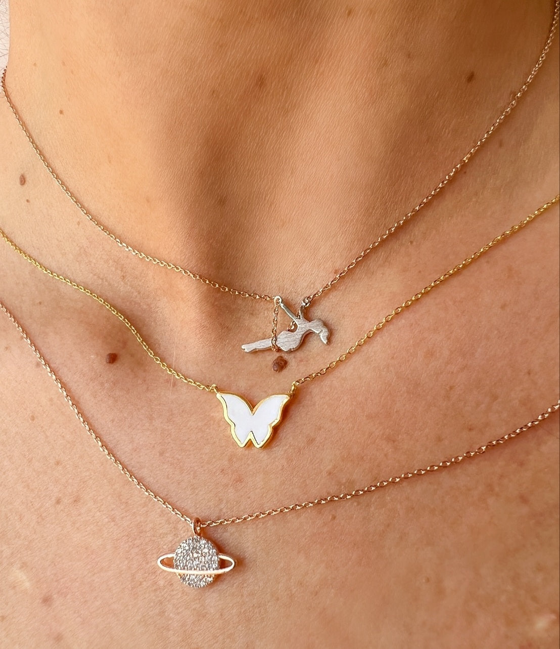 White Butterfly Gold Necklace