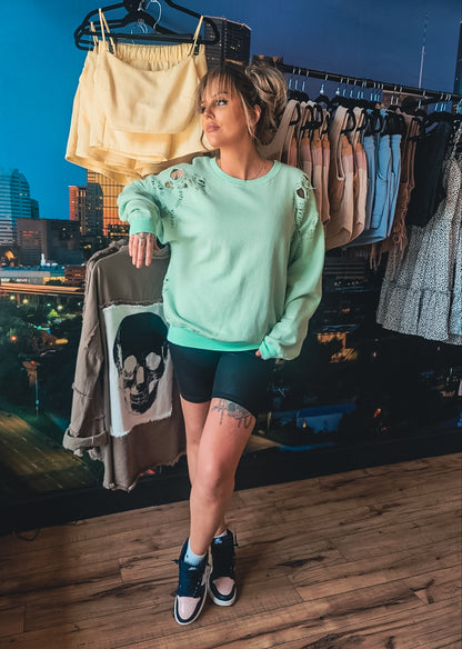 Trouble For You Distressed Oversized Sweater