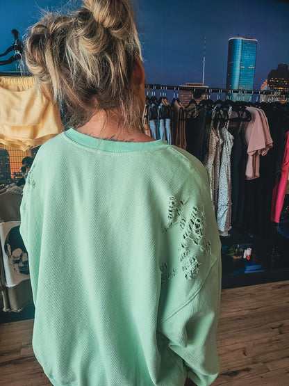 Trouble For You Distressed Oversized Sweater